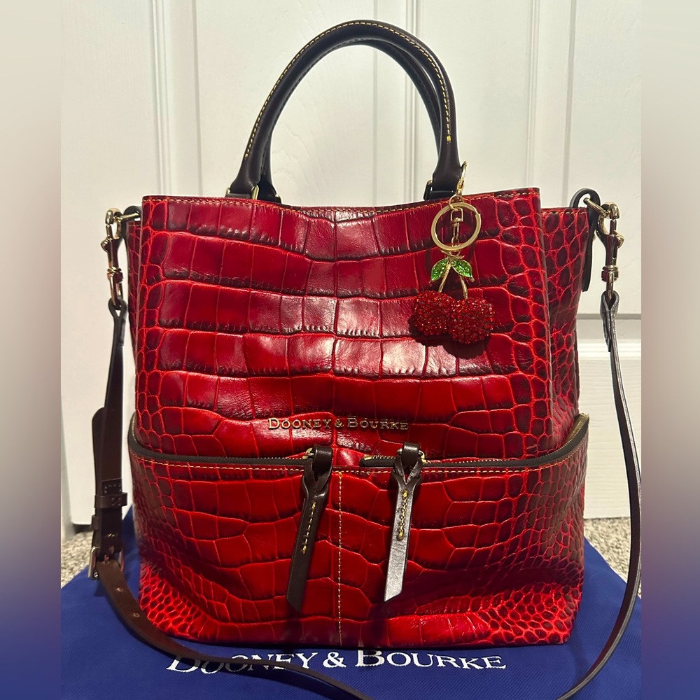 Dooney & Bourke Croc Embossed Leather Large Dawson